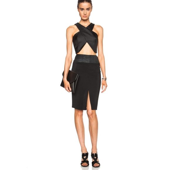 L'AGENCE Dresses & Skirts - L'AGENCE WMNS Sz 6 Black Front Slit Pencil Skirt Woven Band High Waisted Modern